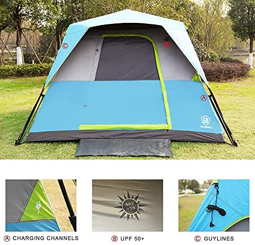 EVER ADVANCED Instant Cabin Tent 6 Person with Rainfly, 60s Easy Setup ...